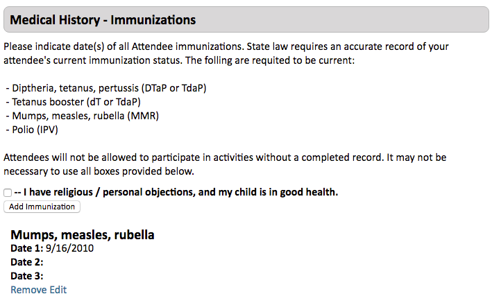 CT Reg - Immunizations