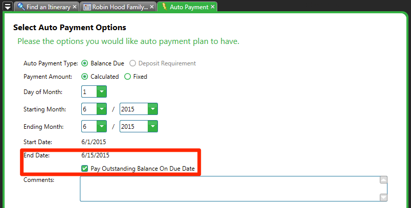 Intinerary - Auto Payment Extension